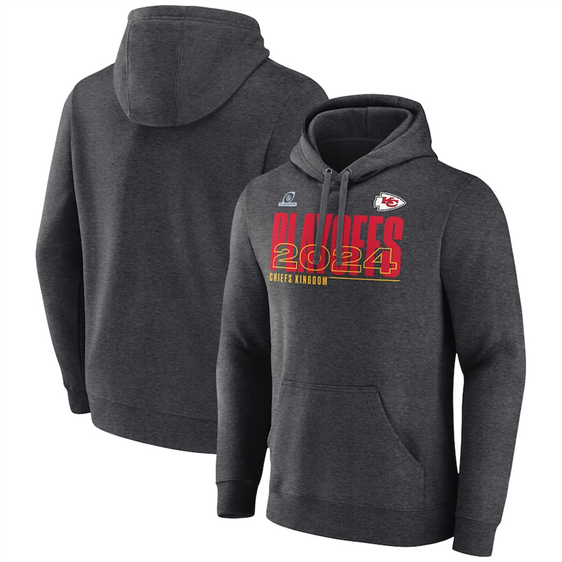 Men's Kansas City Chiefs Charcoal 2024 Playoffs Pullover Hoodie